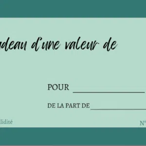 carte cadeau Re Up Circle céladon encadrée d'un vert plus profond et sur laquelle sont imprimés 2 cœurs à droite et à gauche de la carte